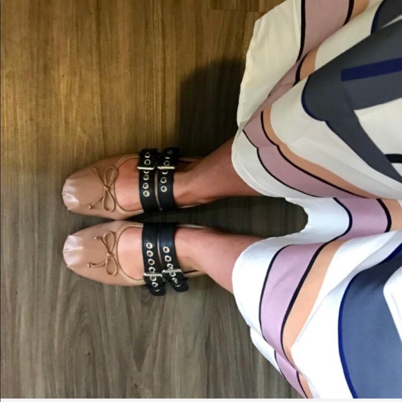 Shoes - Belted Ballet flats.With Mui Mui and Prada collab.
